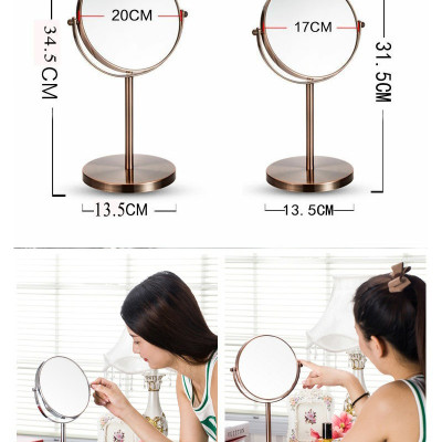 Gương trang điểm để bàn Đồng đỏ Copper, phóng đại zoom x3, 2 mặt xoay siêu nét Minh House