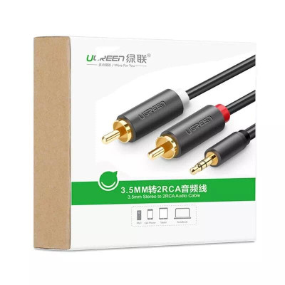 Ugreen UG10510AV116TK 2M màu Đen Cáp âm thanh 2 đầu Bông sen sang 3.5mm dương - HÀNG CHÍNH HÃNG