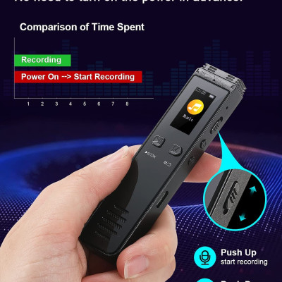 ROGTZ - Máy Ghi Âm Chuyên Nghiệp GA996 Bộ nhớ 8Gb Ghi âm sắc nét Chống ồn chủ động Loại bỏ tạp âm Kết nối Bluetooth Loa ngoài Hi-Fi Tự động lưu khi tắt máy Bảo mật tệp tin Sinh viên Nhà báo Soạn nhạc Họp hành - Hàng Chính Hãng