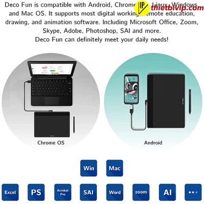 Bảng Vẽ Điện Tử XP-Pen Deco Fun L 10X6 inch Android Hỗ Trợ Cảm ứng Nghiêng kèm Bút Vẽ Không Sạc P01 - Hàng Chính Hãng