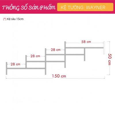 Kệ sách treo tường gỗ công nghiệp hiện đại SMLIFE Wayner