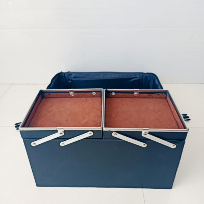 Hàng cao cấp - Cốp túi vải dày dặn bọc inox viền măm , có dây đeo đựng mỹ phẩm, nail, mi chuyên nghiệp tiện lợi size 40x20x22 cm 