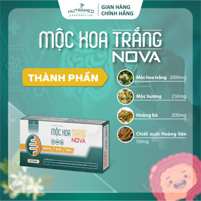Viên uống Mộc Hoa Trắng No.va hỗ trợ cải thiện sức khỏe đường ruột, viêm đại tràng (30 viên) - Nutramed