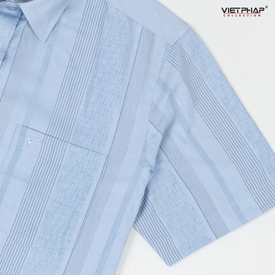 Áo Sơ Mi Nam Ngắn Tay VIỆT PHÁP Form Luxury Chất liệu  Bambo  In Sọc  lịch lãm, sang trọng  32727