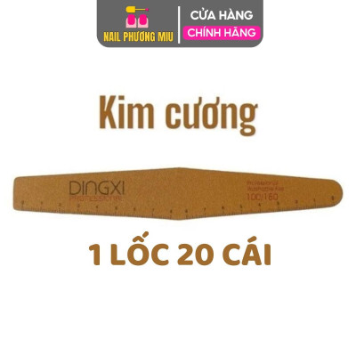 Dũa Nâu Da Bò Cao Cấp Có Kẻ Vạch Loại Dày Nhiều Form Vuông, Thẳng, Bầu, Thoi Dũa DINGXI Có Thước Đo Làm Nail Chuyên Nghiệp, Độ Nhám Tốt Dũa Thường