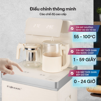 Cây nước nóng lạnh bàn trà cafe Fujihome nhập khẩu cài đặt nhiệt độ sôi, máy nước nóng lạnh bình âm điều khiển từ xa - hàng chính hãng