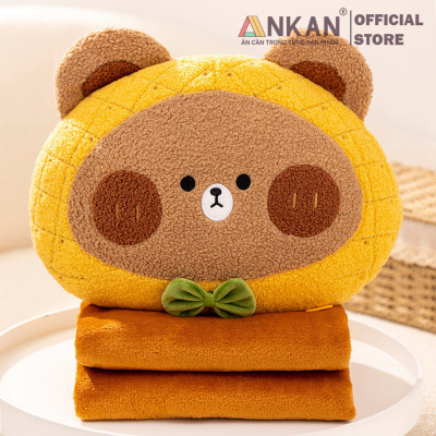 Mền Văn Phòng 3 Trong 1 Gấu Orange Cao Cấp Để Đi Dã Ngoại, Xe Giường Nằm, Ngủ Tại Văn Phòng Vô Cùng Tiện Dụng