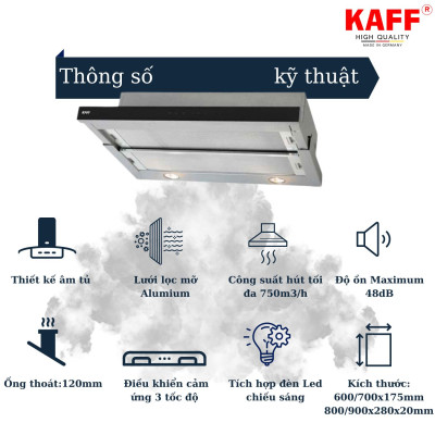 Máy hút mùi âm tủ inox phối kính cảm ứng 800mm KAFF KF-TL800 - Hàng Chính Hãng