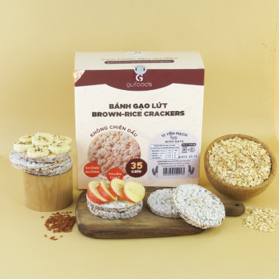 Bánh gạo lứt GUfoods (300g) - Không chiên dầu, Không đường, Từ gạo và ngũ cốc nguyên hạt, Lành mạnh, Phù hợp Eat clean, Ăn vặt healthy, Thực dưỡng, Tập gym, Thuần chay, Đa dạng hương vị