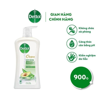 Sữa tắm Dettol Onzen kháng khuẩn dưỡng ẩm bơ & lô hội - chai 900g