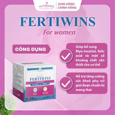 Fertiwins For Women giúp bổ sung Myo-inositol, vitamin và khoáng chất cần thiết cho phụ nữ thả bầu (30 gói) - Nutramed