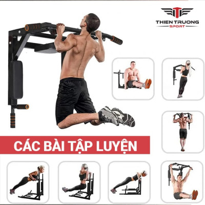 (New 2025) Xà đơn, xà kép đa năng bắt vít vào tường chắc chắn, tải trọng 150kg, đệm mút cầm tay êm ái, an toàn tại nhà.