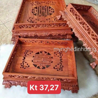 Khay trà (chè ) để bộ ấm chén trang trí bàn tiếp khách đẹp long lanh kt 42x32x12cm 