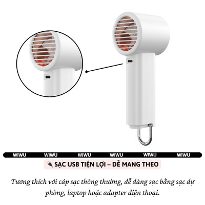 Quạt cầm tay turbo sò lạnh mini siêu mát Pin trâu 3000 mAh, nhỏ gọn linh hoạt hiệu WI WU Wi-FS016 ChillMate - 100 chế độ gió, thiết kế đẹp, bền - hàng nhập khẩu