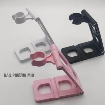 Đế Kẹp Đèn Hơ Mini Giá Đỡ Bằng Nhựa Đa Năng Màu Trắng Hồng, Chân Đế Có Thể Gấp Gọn Để Bàn Rảnh Tay Làm Nail Tiện Lợi, Điều Chỉnh Nhiều Góc Độ Dễ Dàng