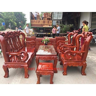 ️ Combo bộ ghế sà cừ đào tay 12 yếm cong cộng kệ tivi gỗ soan đào