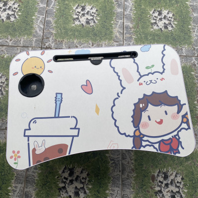 Bàn Học Gấp Gọn Có Khe Để Điện Thoại, Máy Tính Bảng, Khay Để Ly - Hàng Loại 1 (Giao ngẫu nhiên)