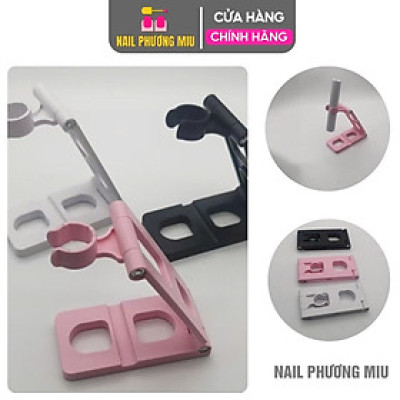 Đế Kẹp Đèn Hơ Mini Giá Đỡ Bằng Nhựa Đa Năng Màu Trắng Hồng, Chân Đế Có Thể Gấp Gọn Để Bàn Rảnh Tay Làm Nail Tiện Lợi, Điều Chỉnh Nhiều Góc Độ Dễ Dàng