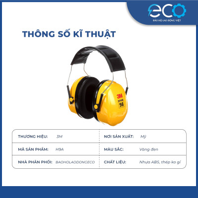 Chụp tai qua đầu chống ồn 3M Optime 98 H9A cao cấp bảo vệ tai
