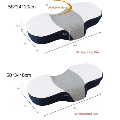Gối cao su non công thái học Anh Lam Store chống đau vai gáy, ngủ ngáy, hỗ trợ ngủ nhanh - Thiết kế riêng biệt cho tư thế nằm ngửa và nằm nghiêng - Hàng chính hãng
