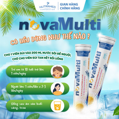 Viên sủi NovaMulti bổ sung vitamin và khoáng chất, hỗ trợ tăng cường sức đề kháng, giảm mệt mỏi (20 viên) - Nutramed