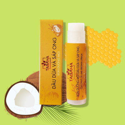 Combo 2 Cây Son Dưỡng TaBaHa Dầu Dừa Sáp Ong 5G Giúp Giảm Thâm Môi Mềm Mượt Căng Mọng