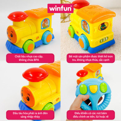 Đồ chơi đầu tàu hỏa điều khiển từ xa có đèn nhạc Winfun 1156 cho bé