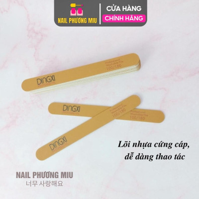 Dũa Mỏng Da Bò DINGXI Lốc 50 Cái Độ Nhám 100/180 Màu Nâu Vàng Làm Nail Tiện Lợi, Form Thẳng, Lõi Nhựa Cứng Cáp, Cầm Chắc Tay, 2 Mặt Nhám Cao Cấp Êm