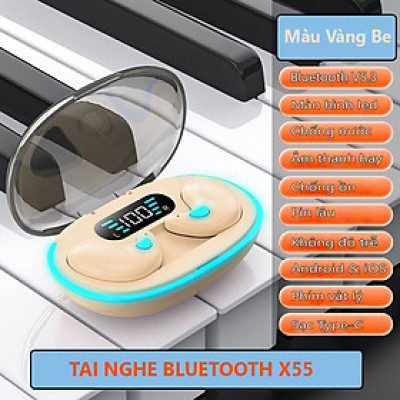 Tai nghe bluetooth nhét tai RiBi X55 - Siêu mỏng - Nằm gọn trong tai - Không gây đau tai - Invisible Wearing - Hàng chính hãng