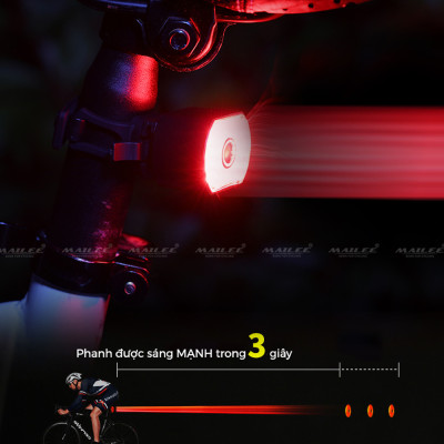 Đèn Đuôi Xe Đạp Thông Minh Cảm Biến Phanh LD-09, 22 bóng LED, tự động tắt khi di chuyển, thời lượng pin lên đến 35h - Mai Lee