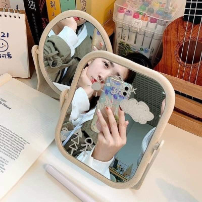 Gương trang điểm lúa mạch, gương trang điểm để bàn, gương xoay 360°