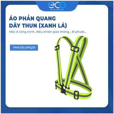 Áo phản quang xanh lá đi phượt loại tốt có khoá cài, dây đai thun độ phát sáng ban đêm tốt