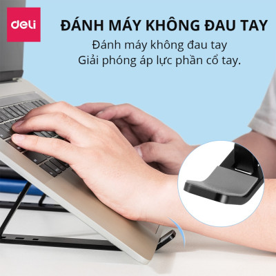 Giá Đỡ Laptop Hợp Kim Nhôm Cao Cấp Gấp Gọn Kèm Túi Đựng, Giúp Tản Nhiệt Laptop, Macbook, Ipad, Máy Tính Xách Tay Vị Trí Điều Chỉnh Nhiều Góc Độ Deli VS780 - Chống Mỏi Cổ, Vai, Gáy - Hàng Chính Hãng