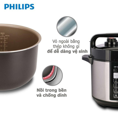 Nồi Áp Suất Điện Tử Philips HD2136/66, 5Lit - 980W, Hàng Chính Hãng