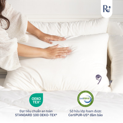 Gối Mây Ru9, Chất Liệu Microfiber 3D Tân Tiến, Đặc Biệt Chống Thấm, Nâng Đỡ Cổ - Ôm Trọn Đầu Giúp Ngủ Ngon, 2 Kích Thước