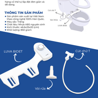 Vòi xịt vệ sinh thông minh LUVA BIDET LB101/LB201 xuất Hàn Quốc, BH 3 năm