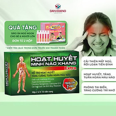 Hoạt Huyết Minh Não Khang Extra Hỗ Trợ Hoạt Huyết, tăng Cường Tuần Hoàn Máu Não Hộp 2 Vỉ x 10 Viên Nang