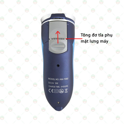 (Láng Sạch) Máy Cạo Râu KhoNCC Hàng Chính Hãng - 03 Lưỡi Tròn Chống Nước Cao Cấp Có Tông Đơ - Dùng Pin Sạc - KPD-KM7390-5283 (Xanh phối Bạc)