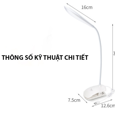 Đèn Bàn Học USB Di Động Cao Cấp Kẹp Bàn – Bảo Vệ Mắt Chống Cận KitAcoom Hàng Chính Hãng Cao Cấp, Không Bao Gồm Củ Sạc
