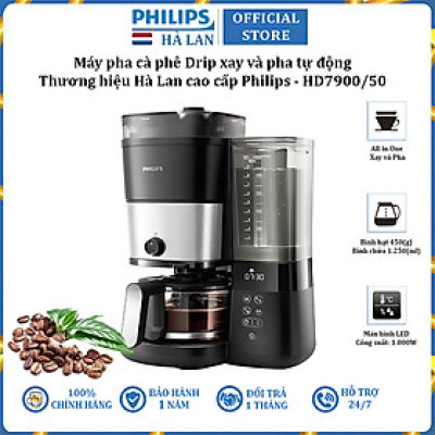 Máy pha cà phê Drip xay và pha tự động thương hiệu Hà Lan Philips HD7900/50 - Hàng chính hãng (BH 1 NĂM)