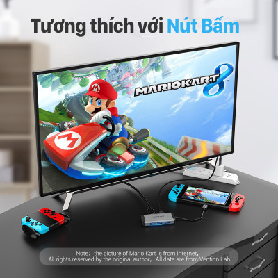 Bộ chuyển đổi Type-C sang VGA + HDMI + 3 cổng USB 3.0 + Sạc Type-C PD 87W Vention TGSHB (6 in 1) - hàng chính hãng