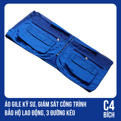 Áo Gile Kỹ Sư, Giám Sát Công Trình, Bảo Hộ Lao Động, 3 Đường Kéo - Mã C4 (BÍCH)