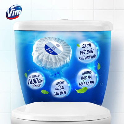 Combo 3 Vỉ Viên Thả Vệ Sinh Bồn Cầu Vim Sạch Khuẩn, Sáng Bóng đến 1600 Lần Xả 180G/Vỉ