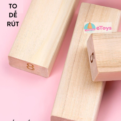 Rút gỗ domino gỗ cho bé học số 48 thanh to cỡ đại(kèm 4 xúc xắc)