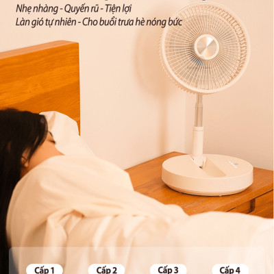 Quạt đứng tích điện P2000 thông minh không dây, điều khiển từ xa có đèn ngủ, gấp gọn lưu trữ tiện lợi, linh hoạt xoay quay tự động, hàng chính hãng