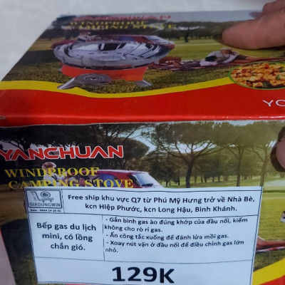 Bếp gas du lịch dã ngoại mini gấp gọn, có lồng chắn gió, đồng hành cho mọi chuyến đi