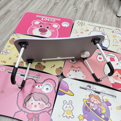 Bàn Học Gấp Gọn Có Khe Để Điện Thoại, Máy Tính Bảng, Khay Để Ly - Hàng Loại 1 (Giao ngẫu nhiên)