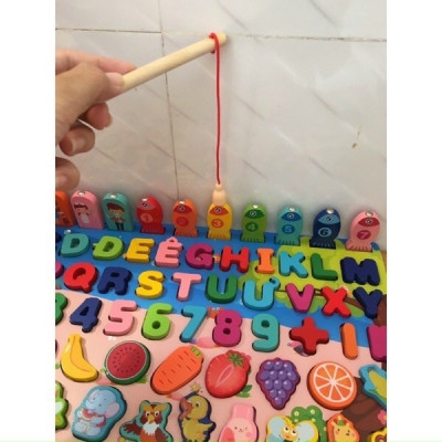 Bộ câu cá 5in1 cho bé, đồ chơi ghép hình bằng gỗ thông minh cho trẻ em