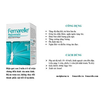 Femarelle Rejuvenate-Thực phẩm bảo vệ sức khỏe dành cho PN giai đoạn tiền mãn kinh: Cải thiện cảm xúc, giấc ngủ, giảm mệt mỏi, giúp tóc khỏe, tăng độ đàn hồi cho da...