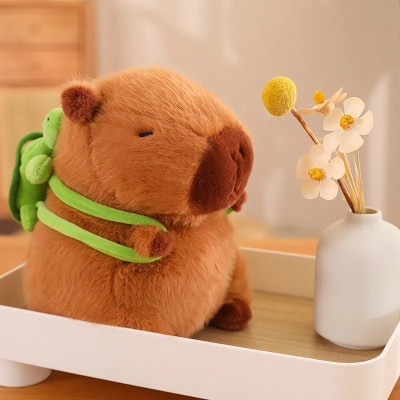 Thú nhồi bông Capybara đeo balo rùa xanh êm mịn dễ thương cao cấp - Size từ 35cm đến 90cm - Quà tặng gấu bông Capybara nhồi bông dễ thương - Gối ôm mềm mịn cho bé